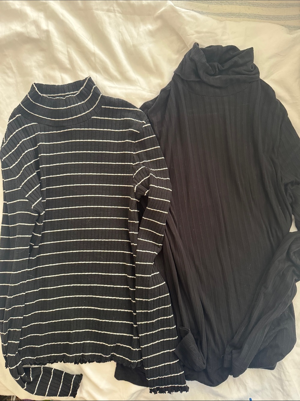 Banana Republic Black Ribbed Turtleneck Tops - Solid and Striped